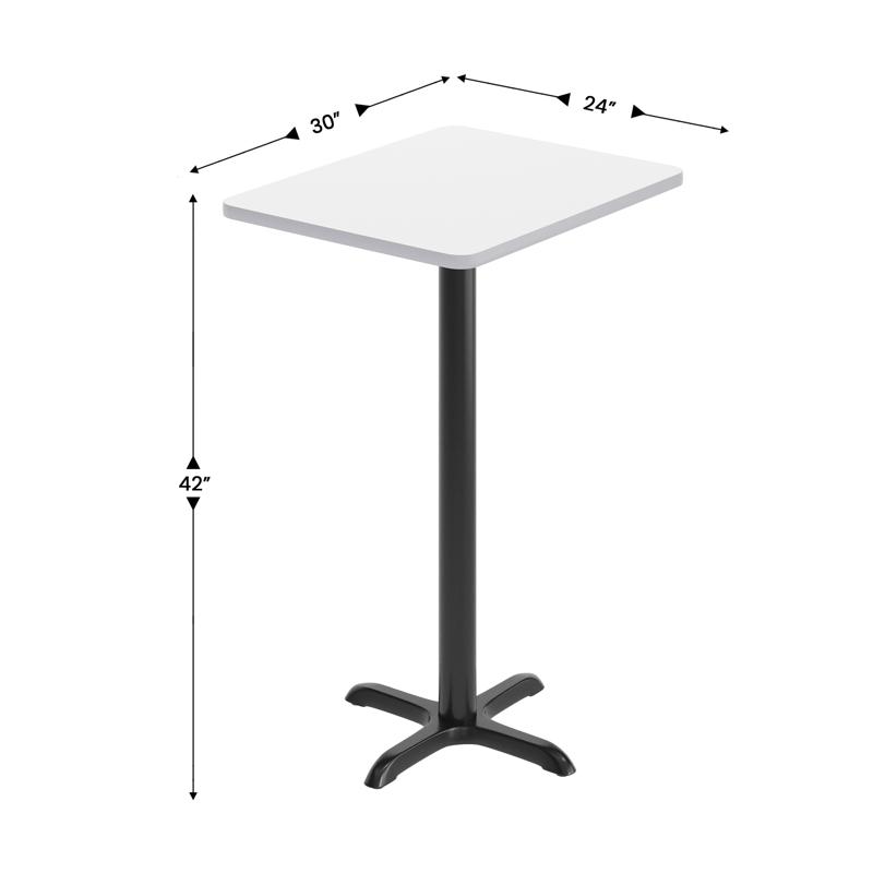 Flash Furniture Stiles 24'' X 30'' White Rectangular Laminate Table Top With Black 22 X 22 "X" Style Bar Height Base