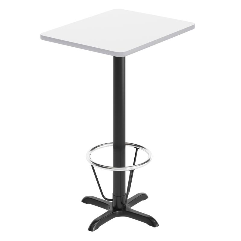 flash furniture Stiles 24'' x 30'' White Rectangular Laminate Table Top with Black 22 x 22 "X" Style Bar Height Base with Footring