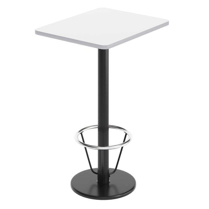 flash furniture Stiles 24'' x 30'' White Rectangular Laminate Table Top with Black 18" Round Bar Height Table Base with Footring