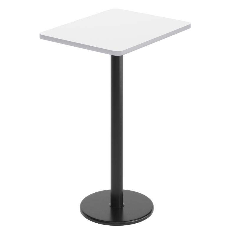 flash furniture Stiles 24'' x 30'' White Rectangular Laminate Table Top with Black 18" Round Bar Height Table Base