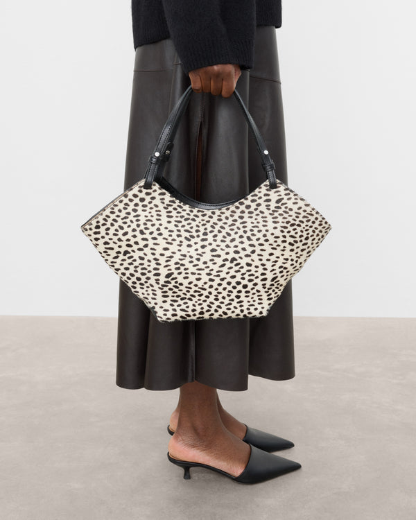 Flattered Dilba Mini Tote Bag Leather Hair Chocolate Dot