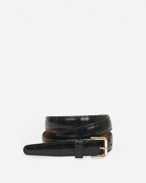 flattered Barbara Belt Leather Black Croco