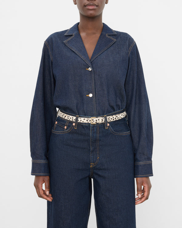 Flattered Barbara Belt Leather Hair Chocolate Dot