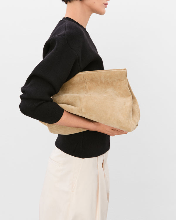 Flattered Clay Clutch Suede Sand
