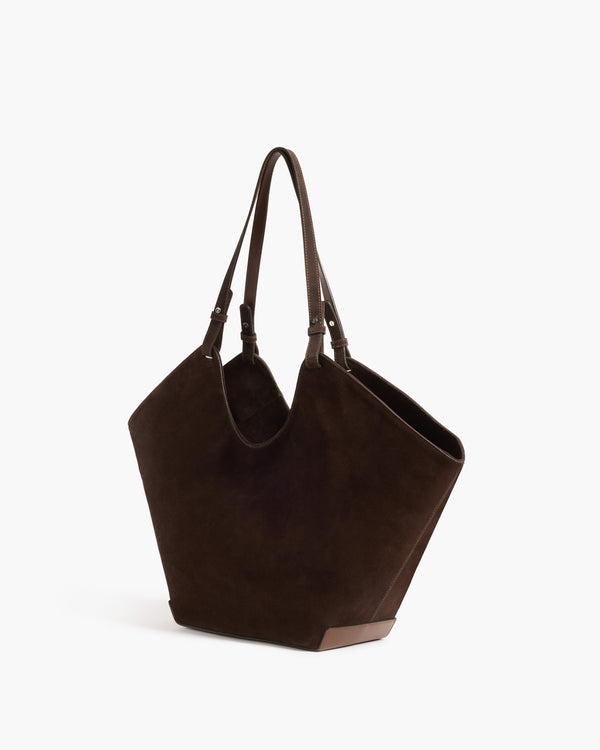 Flattered Dahlia Tote Bag Suede Chocolate