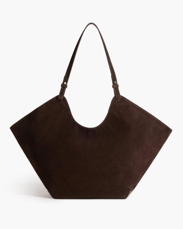 flattered Dahlia Tote Bag Suede Chocolate