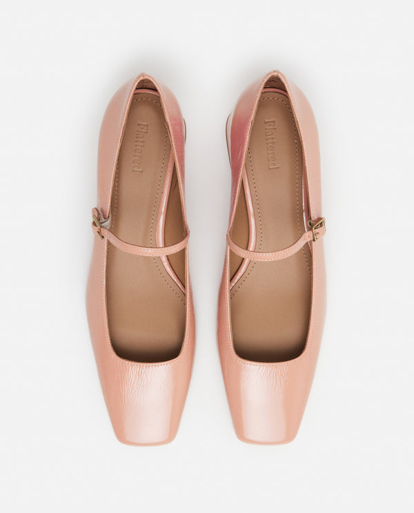 Flattered Evan Wrinkled Patent Blush Pink