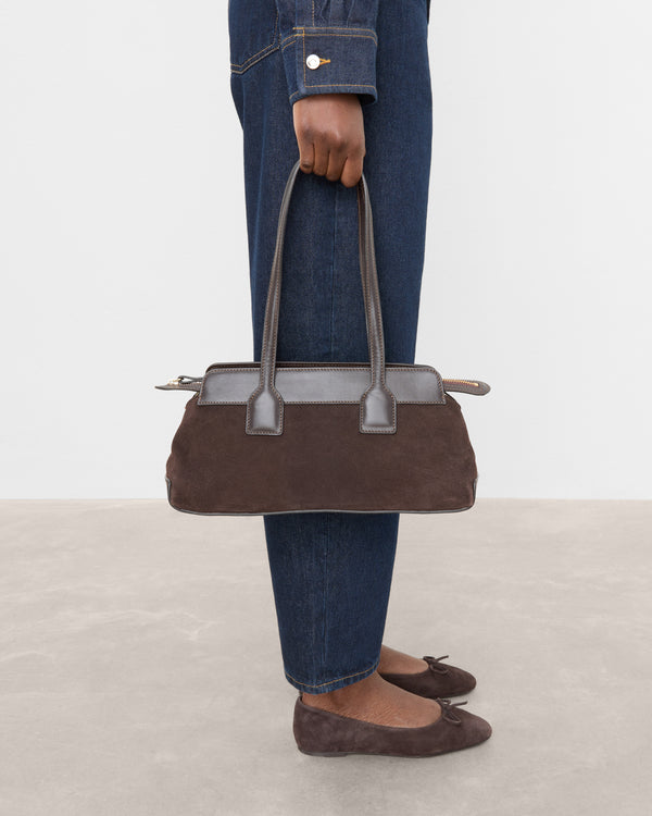Flattered Greta Shoulder Bag Suede Chocolate