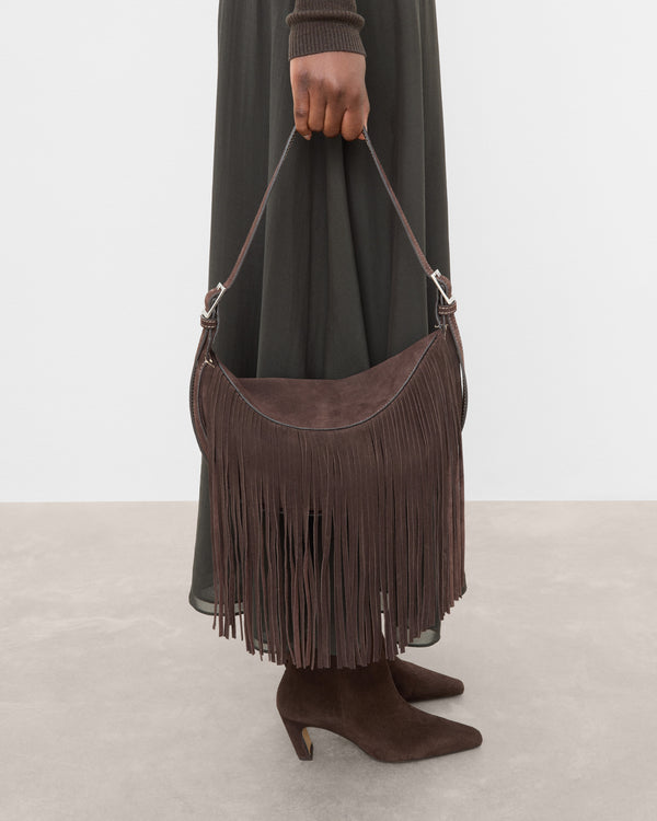 Flattered Ivy Cross Shoulder Bag Suede Chocolate