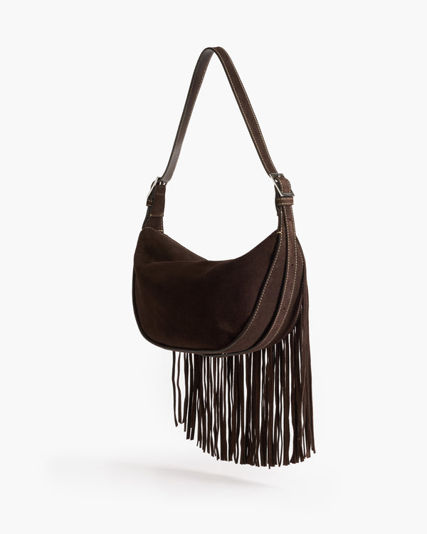 Flattered Ivy Cross Shoulder Bag Suede Chocolate