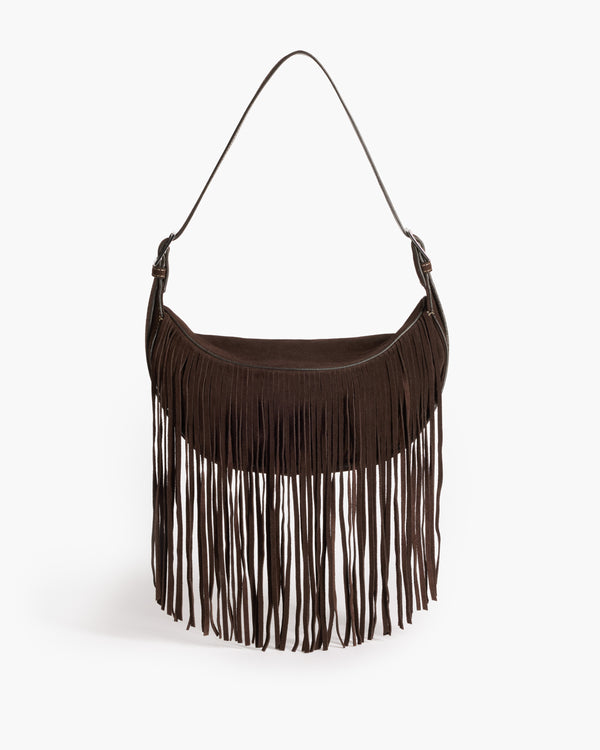 flattered Ivy Cross Shoulder Bag Suede Chocolate