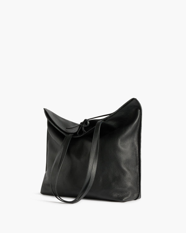 Flattered Kayla Tote Bag Grained Leather Black