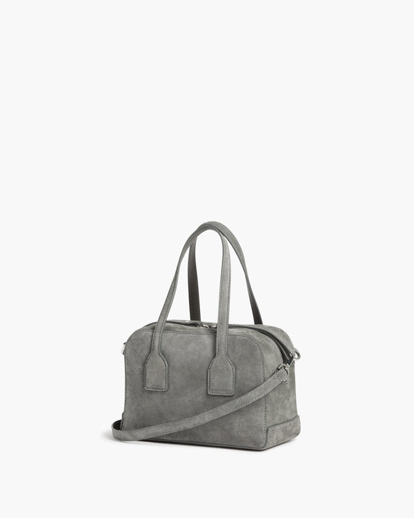 Flattered Laci Mini Bowler Bag Suede Stone Grey