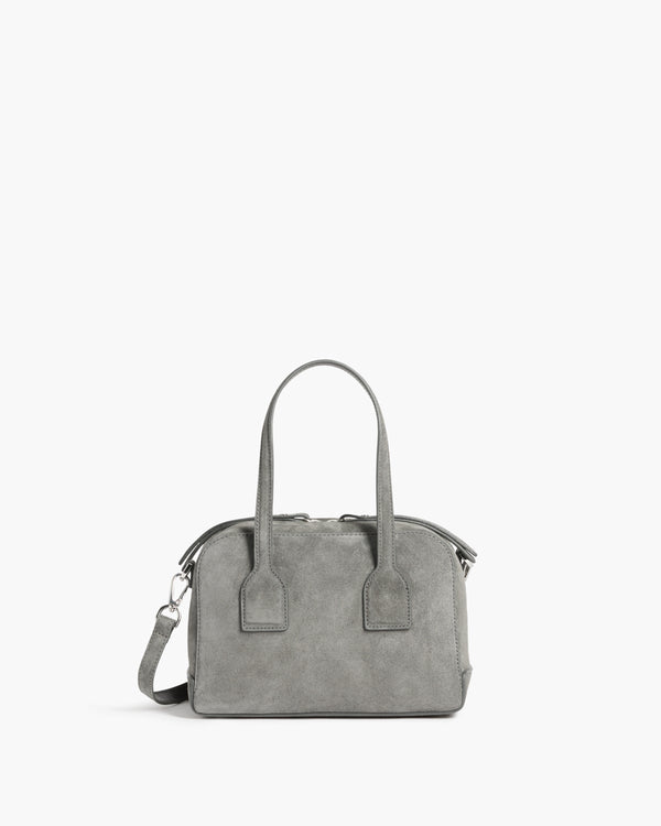flattered Laci Mini Bowler Bag Suede Stone Grey