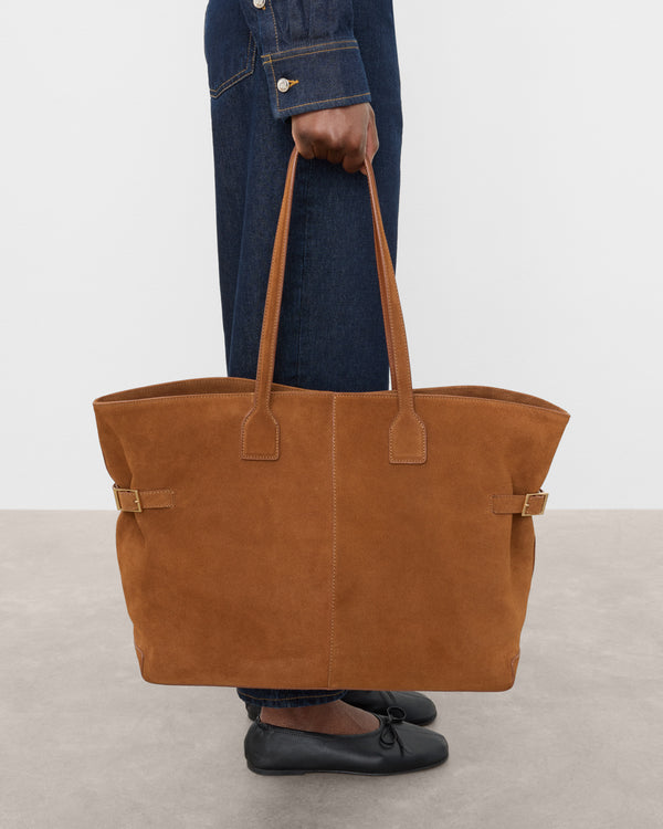 Flattered Lesley Tote Bag Suede Bourbon