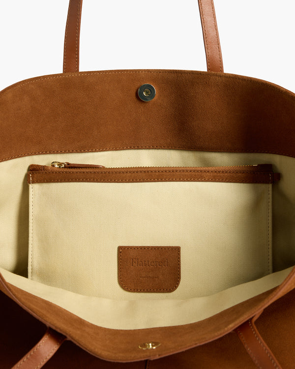 Flattered Lesley Tote Bag Suede Bourbon