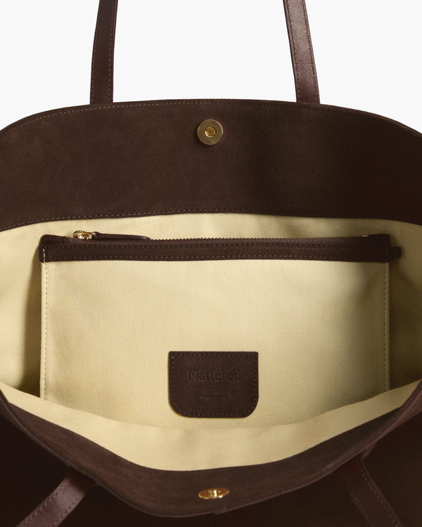Flattered Lesley Tote Bag Suede Chocolate