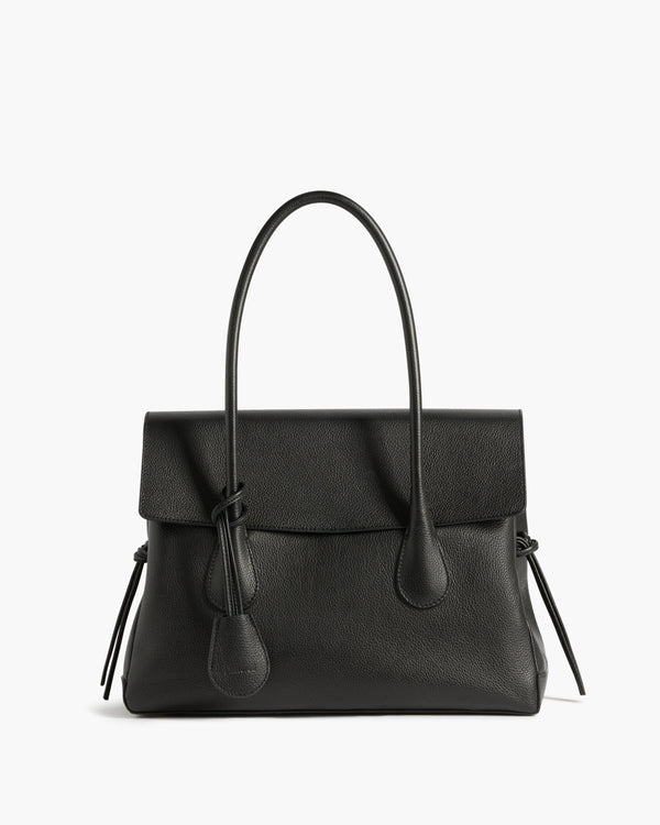 flattered Lydia Tote Bag Grained Leather Black
