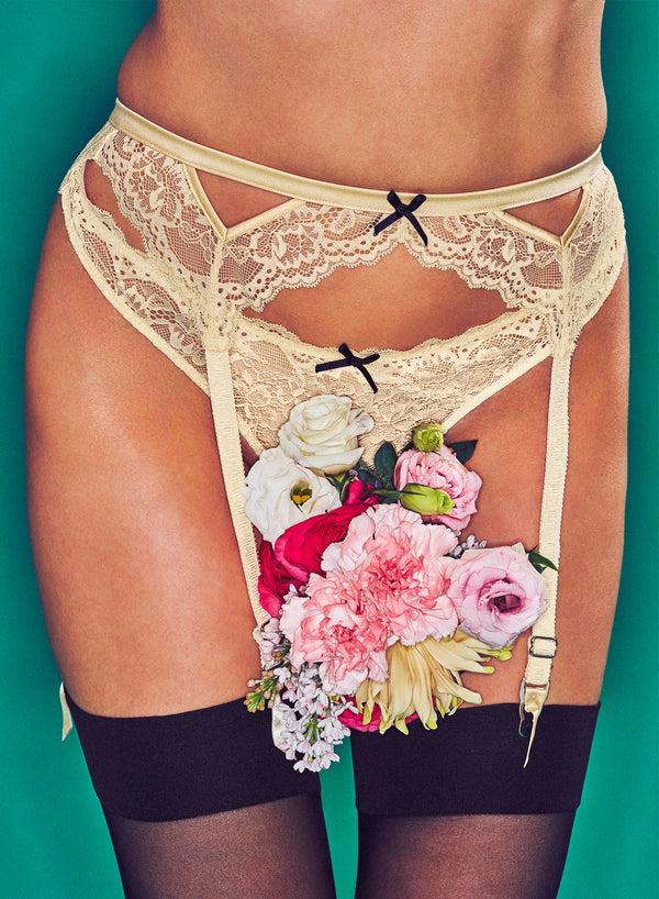 fleur du mal Bianca Lace Garter Belt buttercup