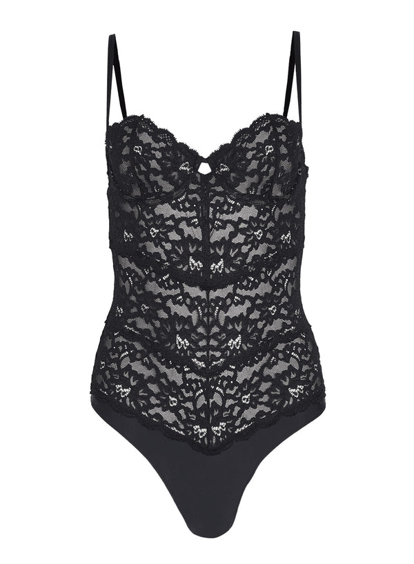 fleur du mal Charlotte Balconette Bodysuit black