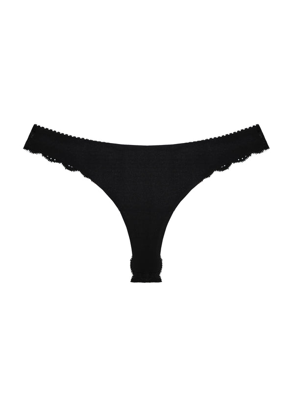fleur du mal Charlotte Lace Seamless Thong black