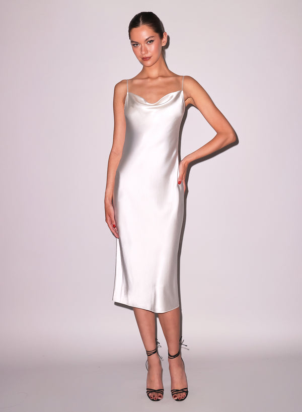 fleur du mal Cowl Neck Slip Dress white
