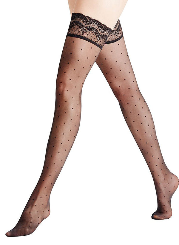 fleur du mal Falke Dot Stay Up Stocking black