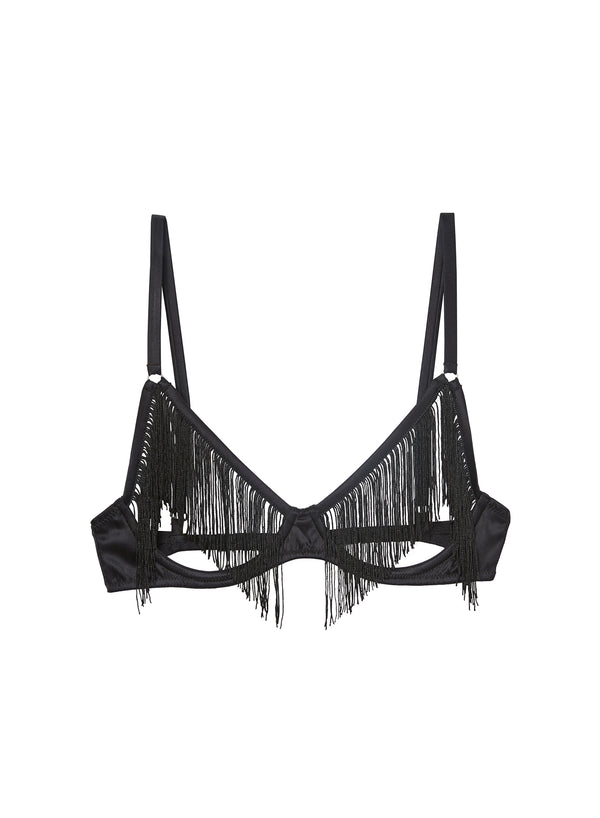 fleur du mal Fringe Ouvert Bra black
