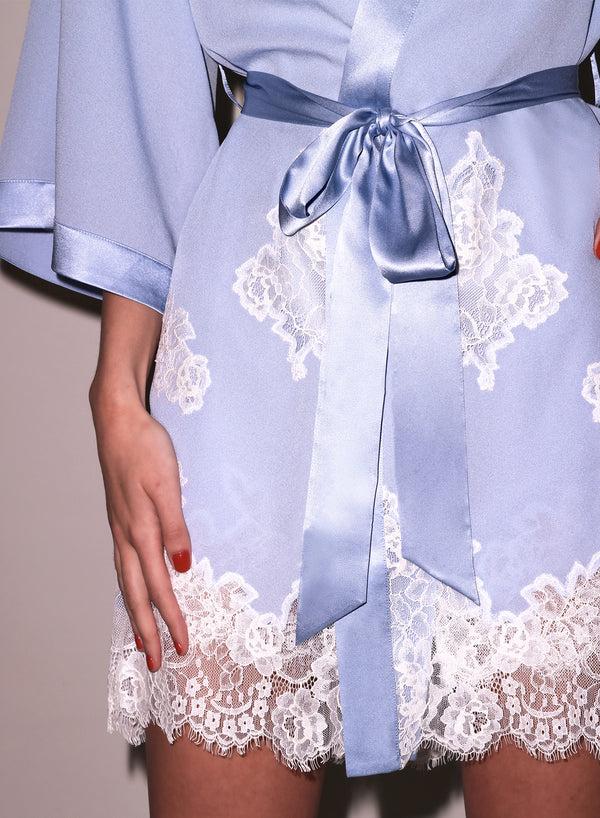 fleur du mal Juliet Lace Robe cloud