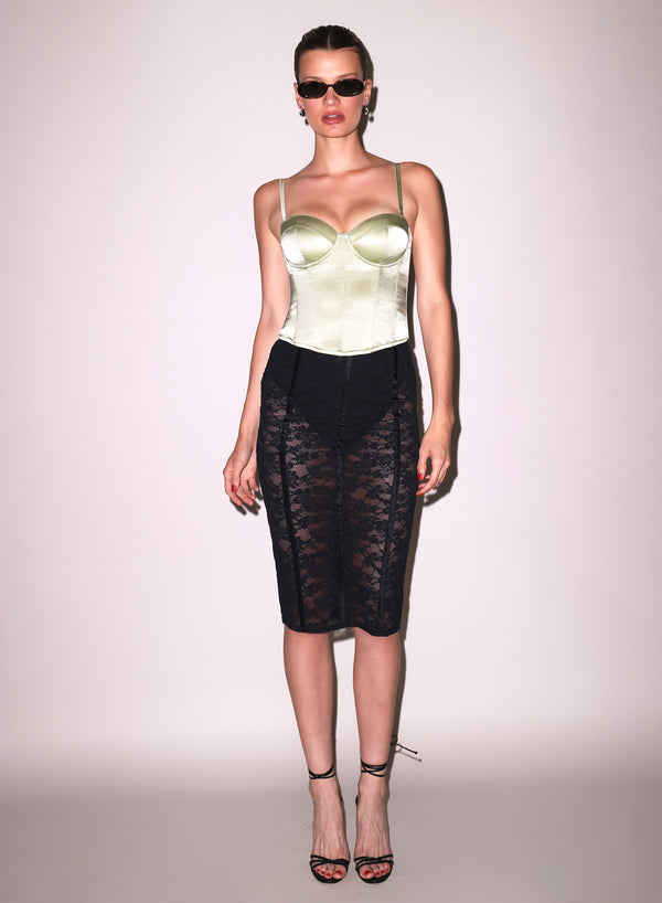 fleur du mal Le Stretch Lace Pencil Skirt black