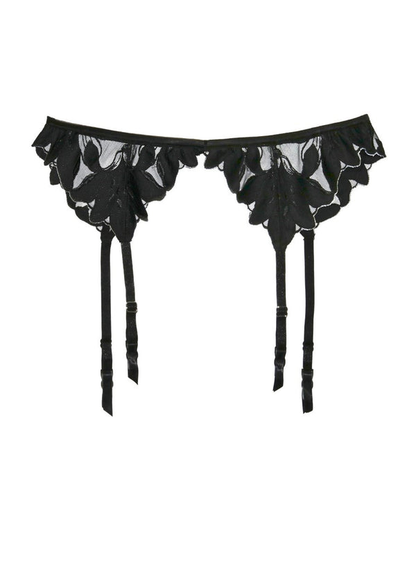 Fleur Du Mal Lily Embroidery Garter Belt