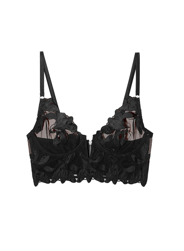 Fleur Du Mal Lily Embroidery Longline Demi Bra