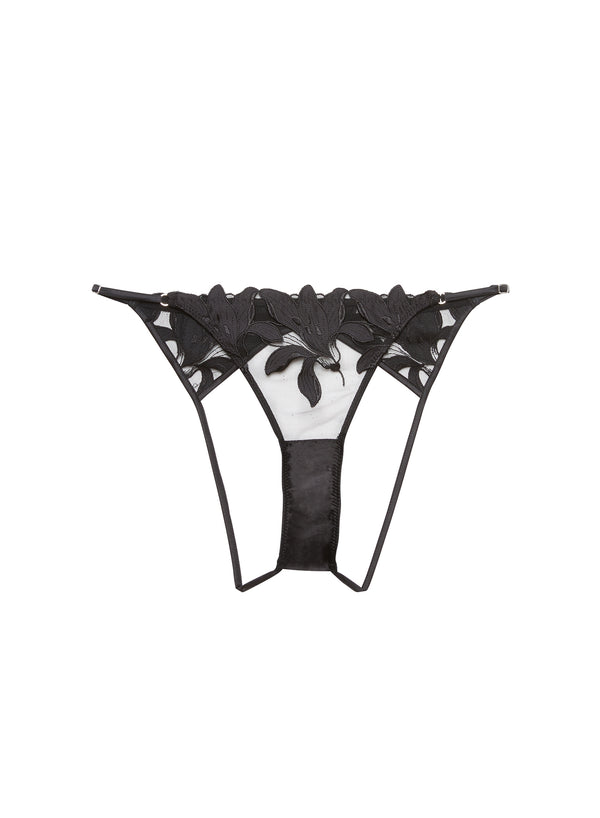 fleur du mal Lily Embroidery Ouvert Panty black