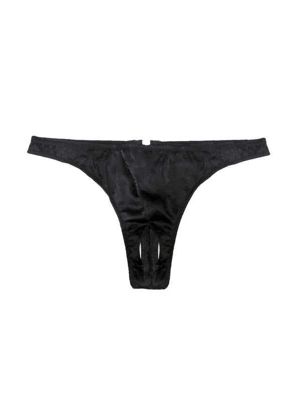 fleur du mal Luxe Crotchless Thong black