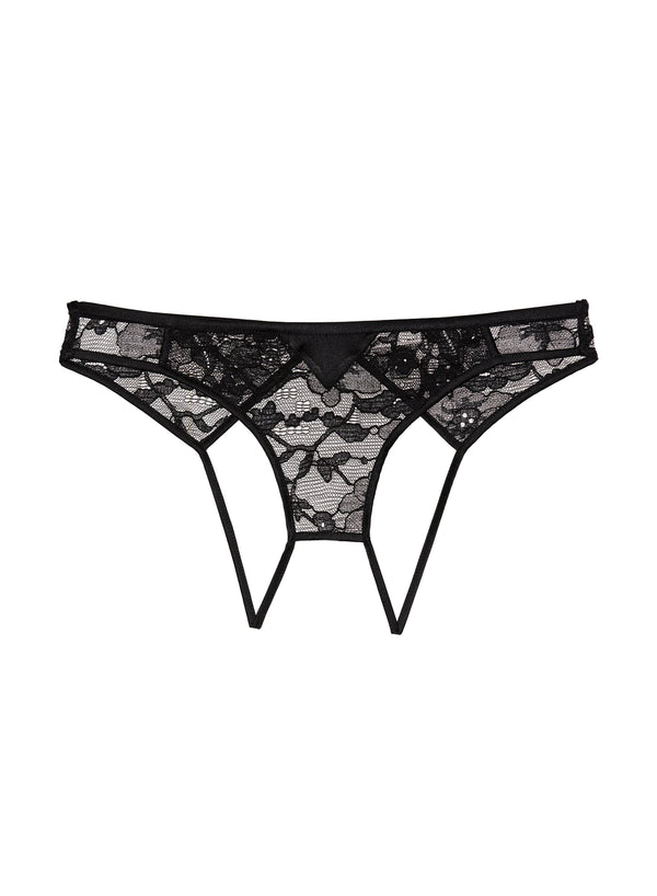 fleur du mal Magnolia Lace Ouvert Panty black