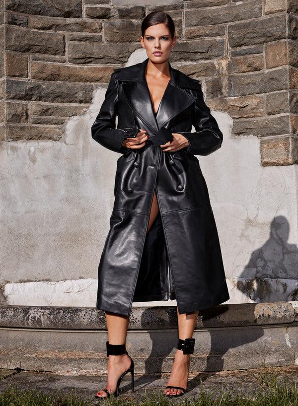 fleur du mal Moto Leather Trench Coat black