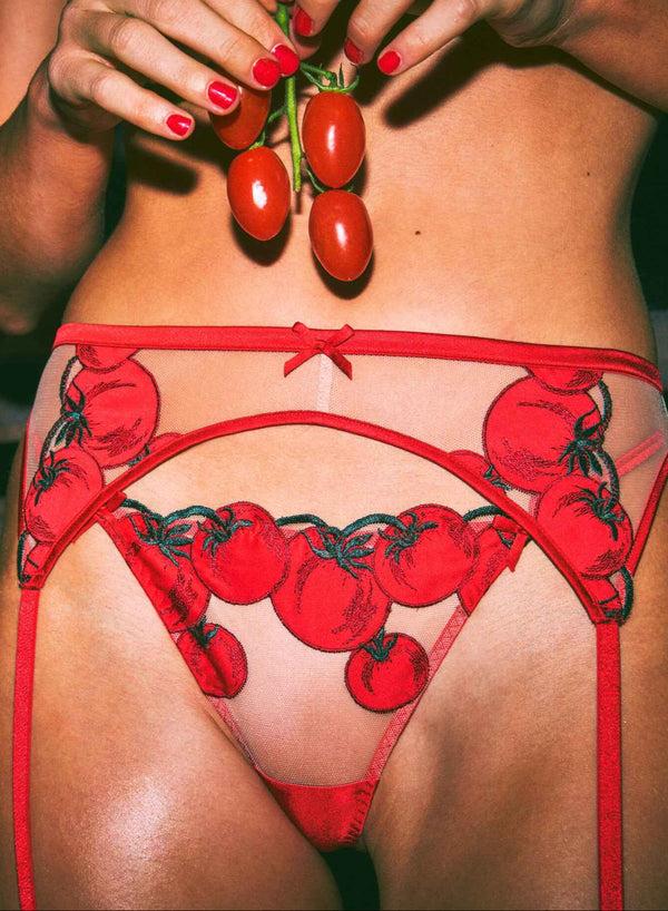 fleur du mal Pomodoro Embroidery V-String sauce