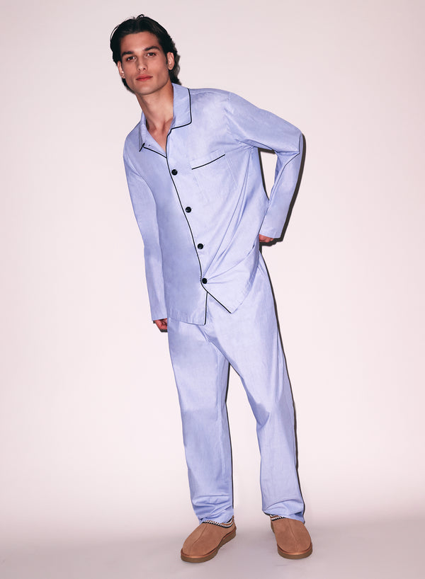 fleur du mal Poplin PJ Pant pacific blue