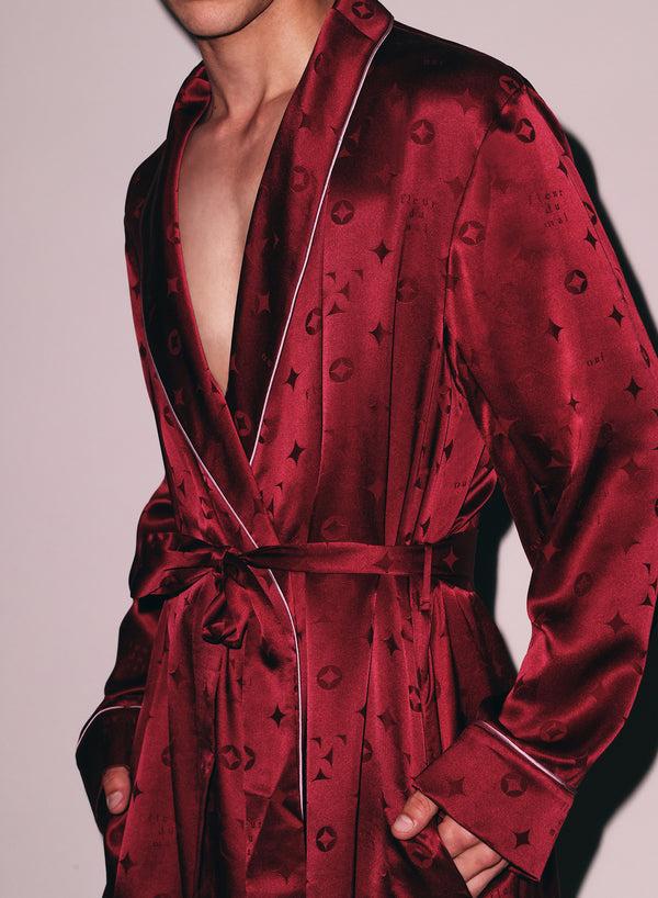fleur du mal Silk Jacquard Robe barolo