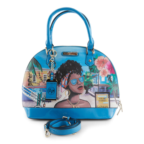flexus by spring step LA PHILIPE LP1023-8 BLUE IN BAHAMAS HANDBAG-OVAL