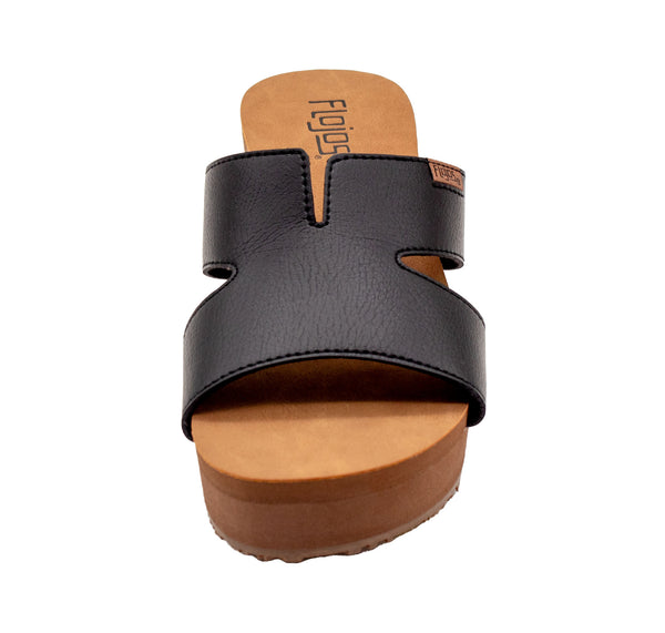 Flojos Arlett - Women's Wedge Sandal Black/Tan