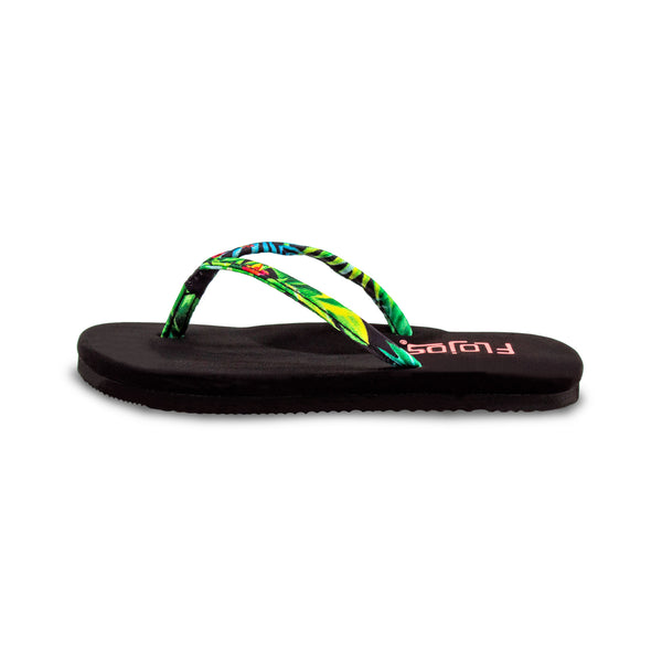 Flojos Fiesta - Girl's Sandal Black Hibiscus