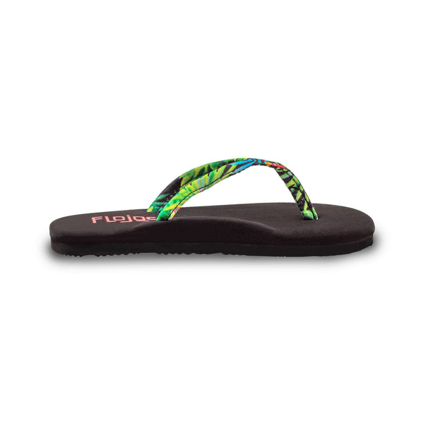 Flojos Fiesta - Girl's Sandal Black Hibiscus