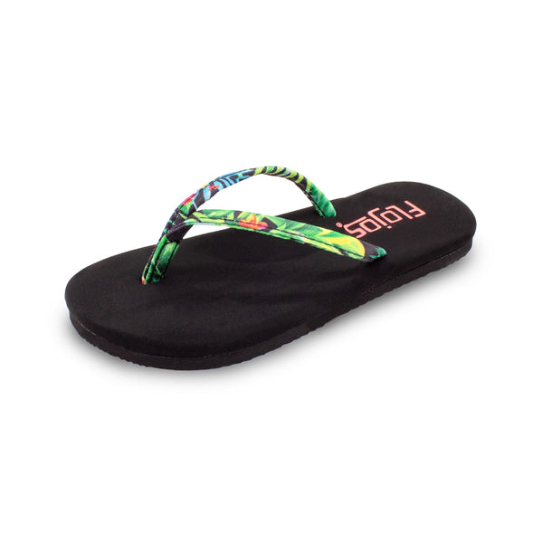 flojos Fiesta - Girl's Sandal Black Hibiscus