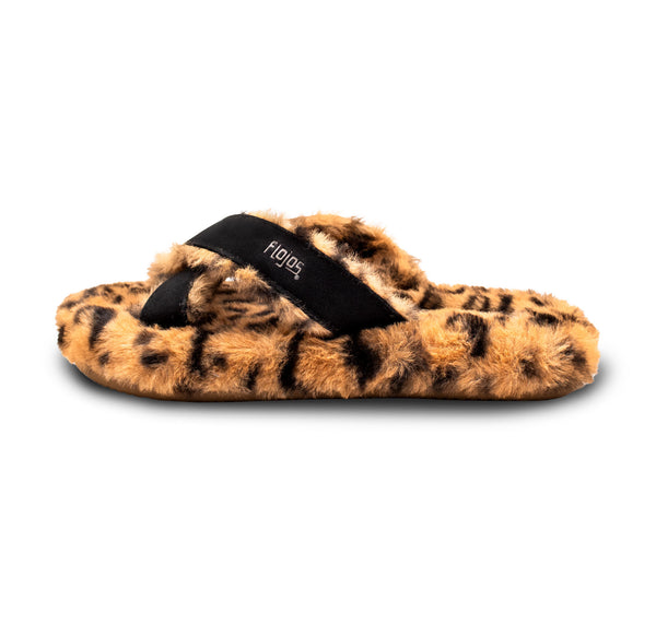 Flojos Fuzzy - Women's Slipper Black/Tan Leopard