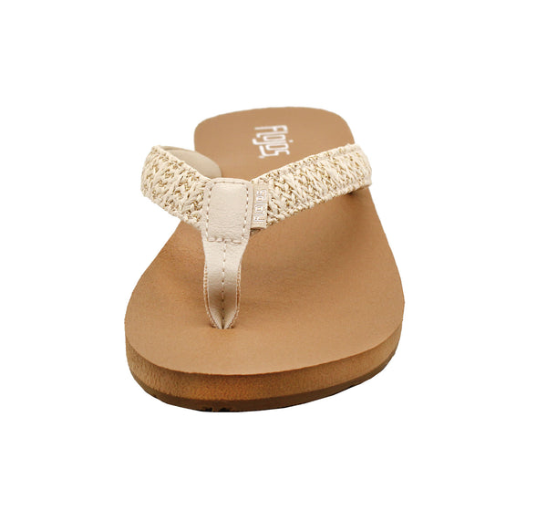Flojos Juno Weave - Women's Sandal Ivory Metallic