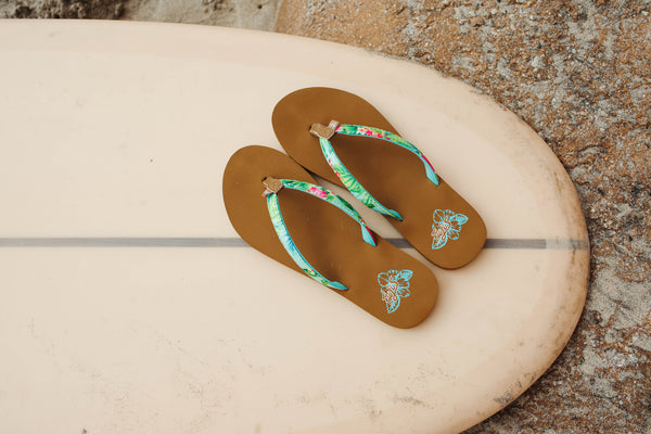Flojos Keilani - Girl's Sandal Aqua Hibiscus