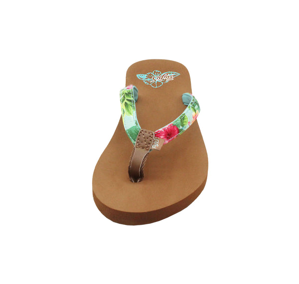 Flojos Keilani - Girl's Sandal Aqua Hibiscus