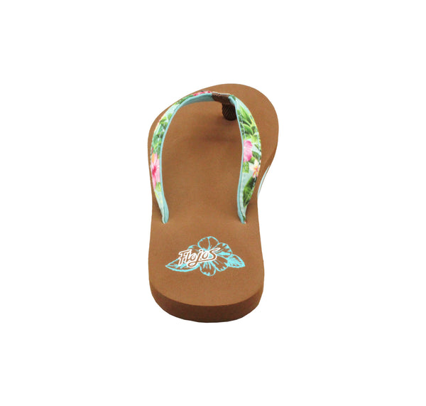 Flojos Keilani - Girl's Sandal Aqua Hibiscus
