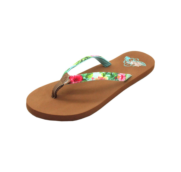 flojos Keilani - Girl's Sandal Aqua Hibiscus